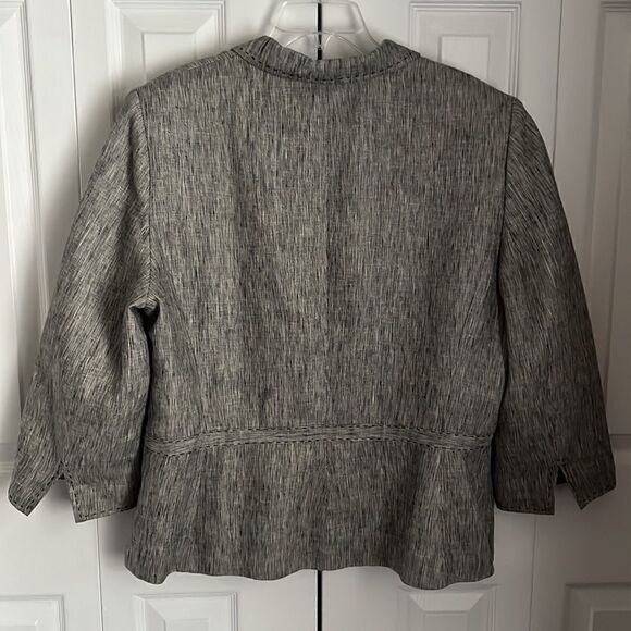 KASPER 100% LINEN GREY/BLACK 3/4 SLEEVE BLAZER SIZE 18‎ - Picture 6 of 13